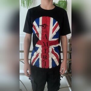 CUSTOM AMIRI Men's Union Jack Graphic Polo - Black, Red, Blue, White